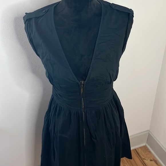 Kenneth Cole black front zipper pleated waist A line 100% cotton Sz XS - Picture 2 of 7